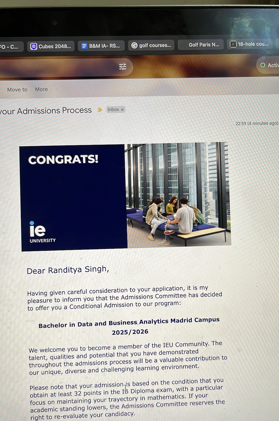 University offer letter