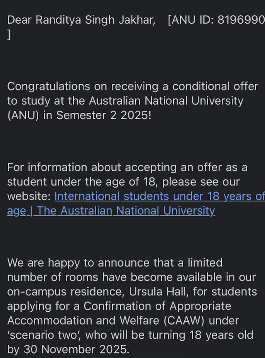 University offer letter